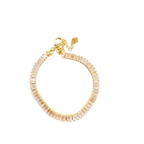 18k Gold filled Baguette CZ Diamond Tennis bracelet - Picture 1 of 3